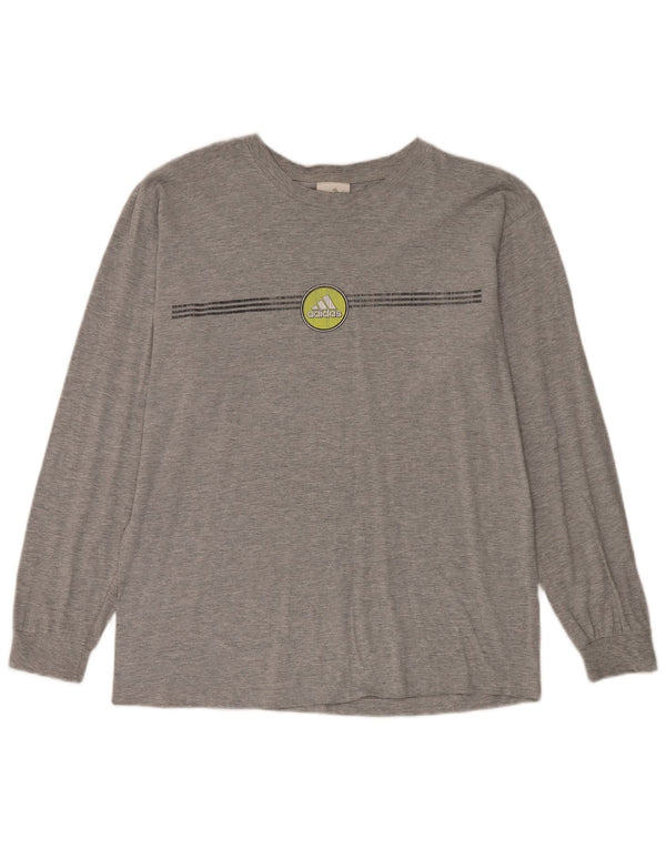 Adidas Haut graphique à manches longues pour hommes, grand coton gris