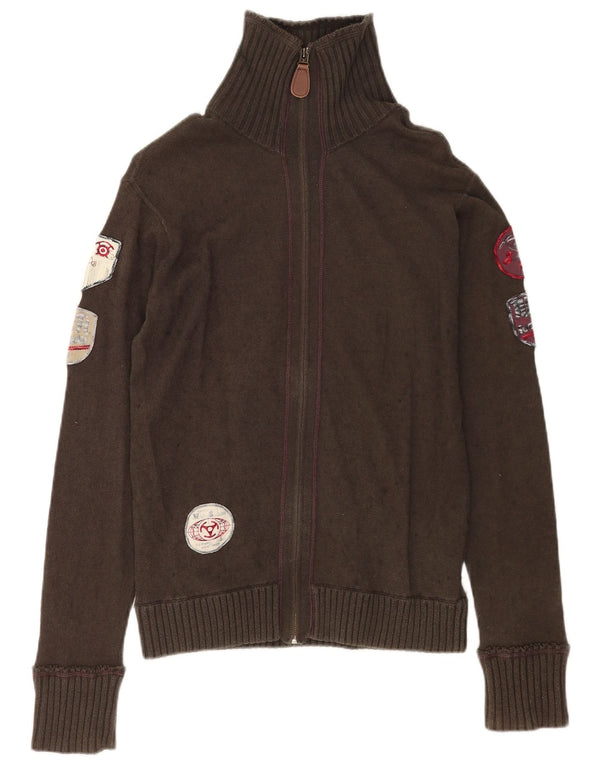 Diesel Homme Cardigan Graphique Pull Large Kaki Coton