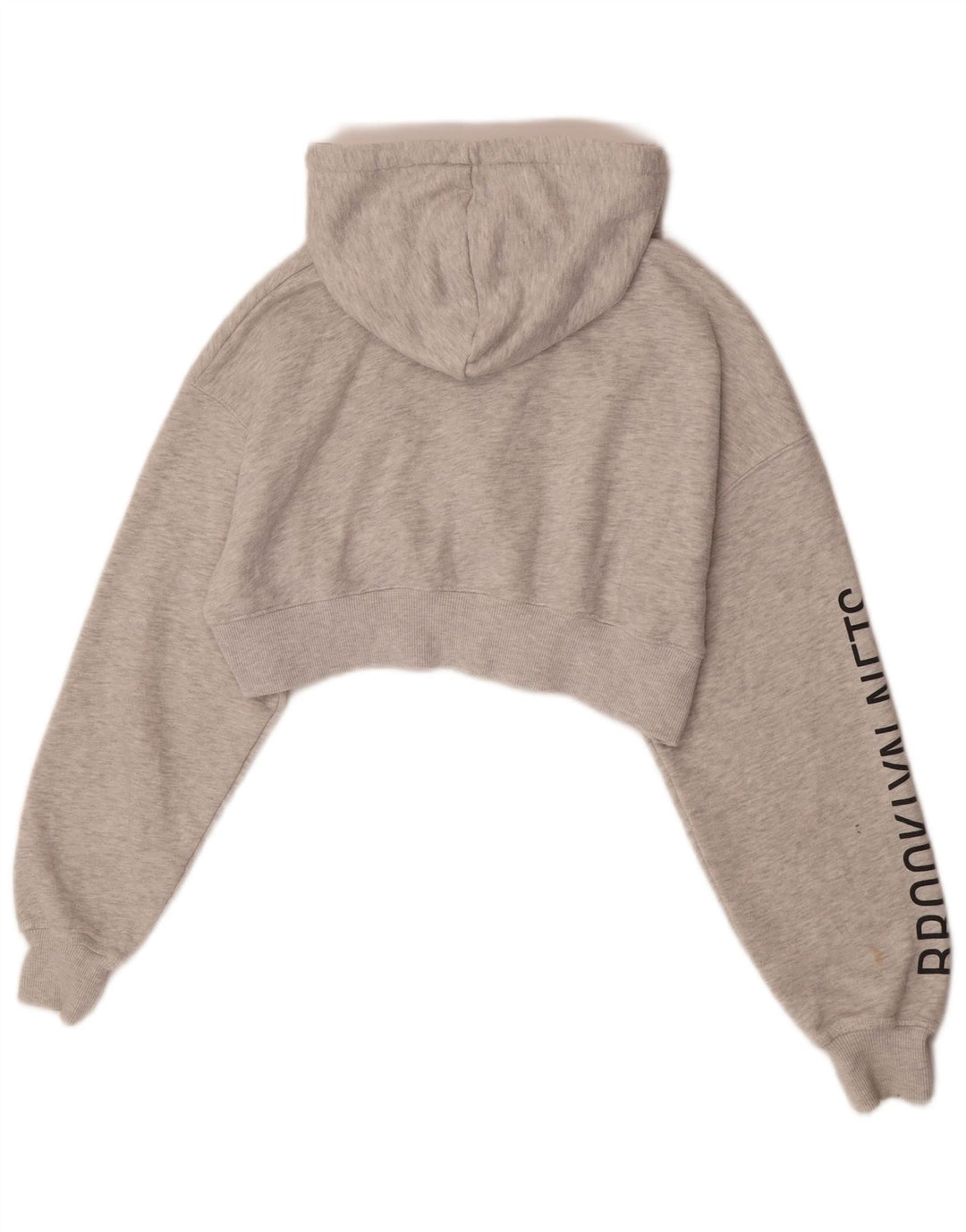 Pull & Bear Pull à capuche zippé Crop Graphic pour femme UK 10 Petit Gris Moucheté
