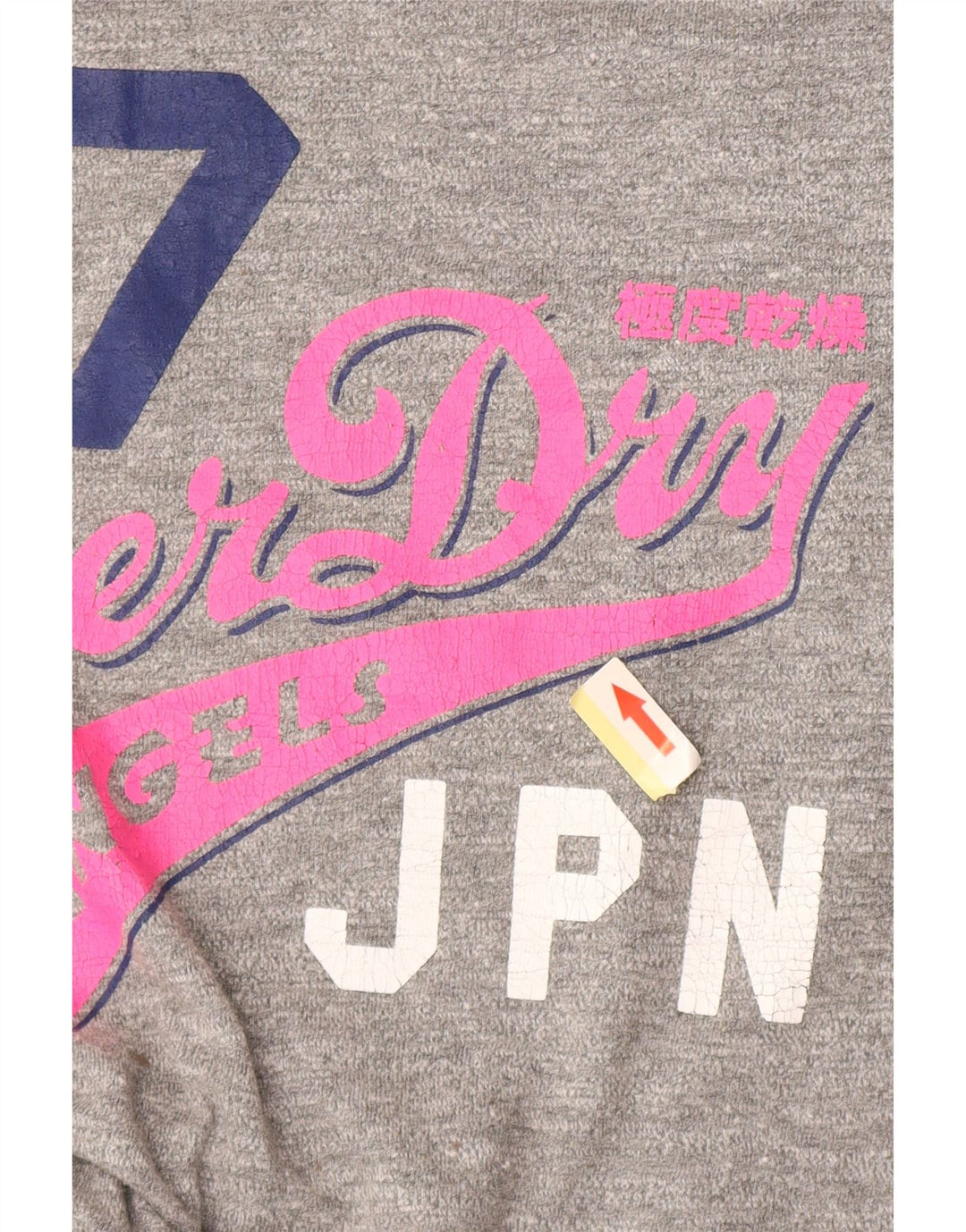 Superdry T-shirt graphique pour femme UK 14 Large Gris Coton