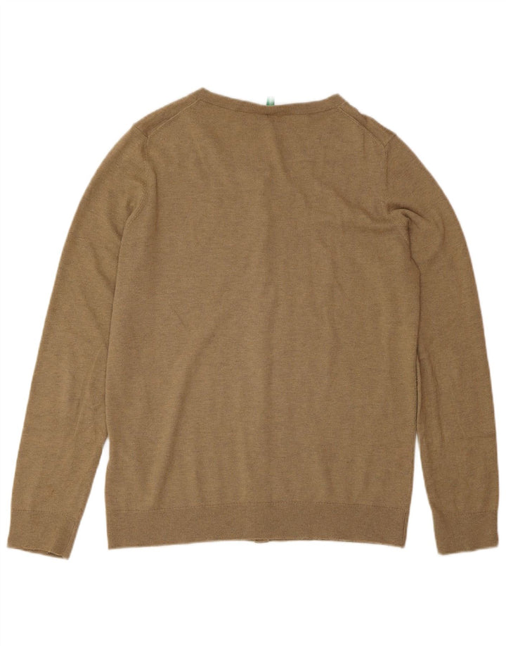 Benetton Pull Cardigan Femme UK 12 Marron Moyen Polyamide