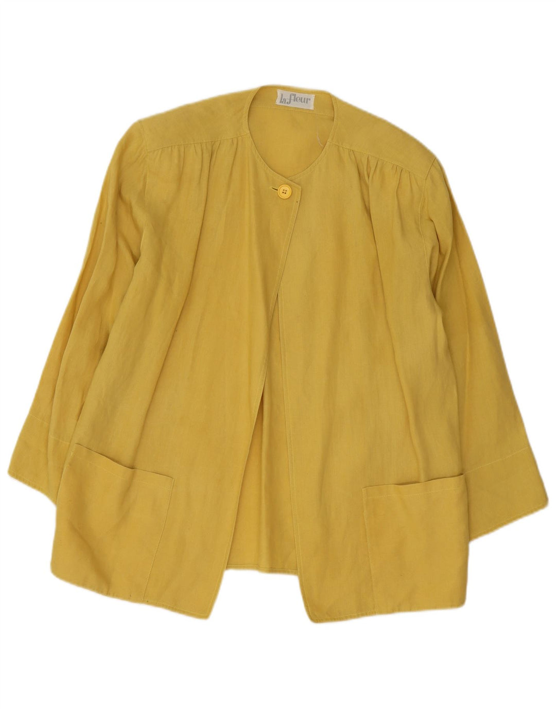 vintage Femme 1 Bouton Blazer Veste UK 16 Grand Jaune