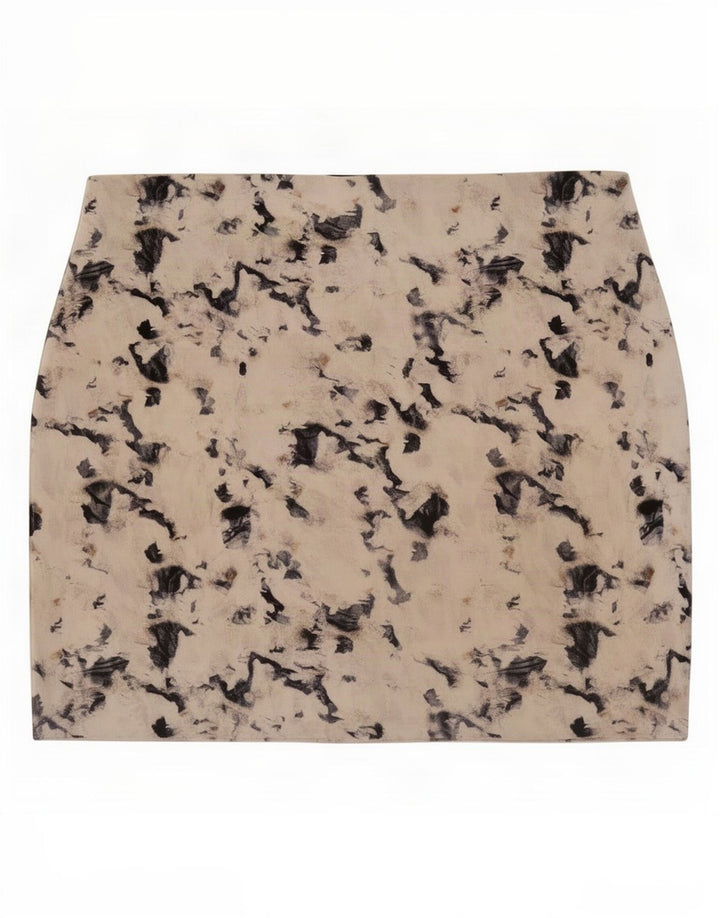 Zara Femme Mini-jupe à motif abstrait Large W30 Beige