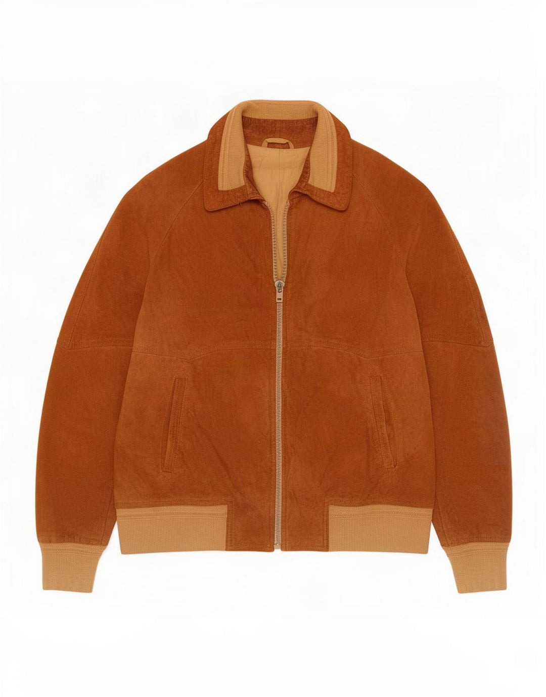 vintage Homme Daim Bomber Jacket IT 52 XL Marron Colourblock