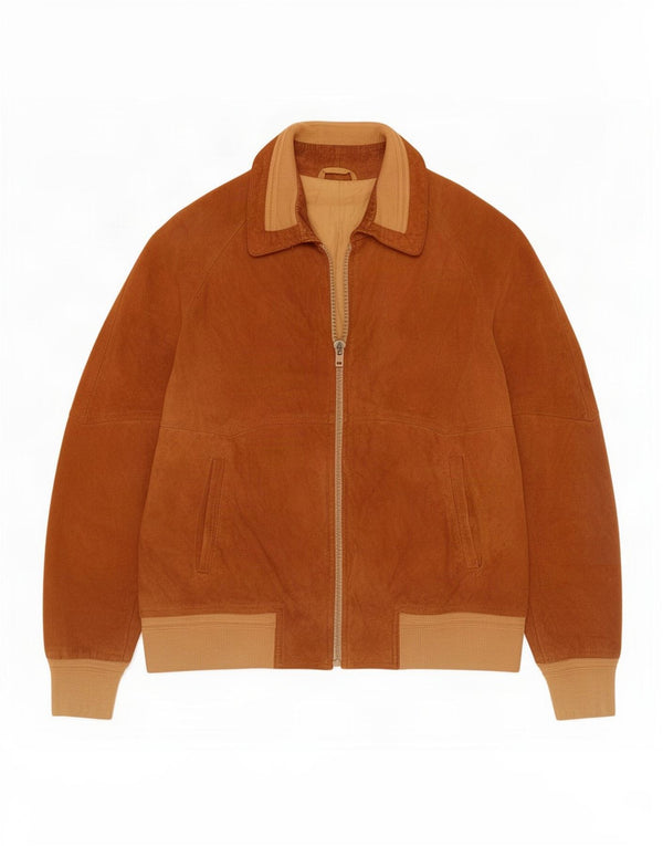 vintage Homme Daim Bomber Jacket IT 52 XL Marron Colourblock