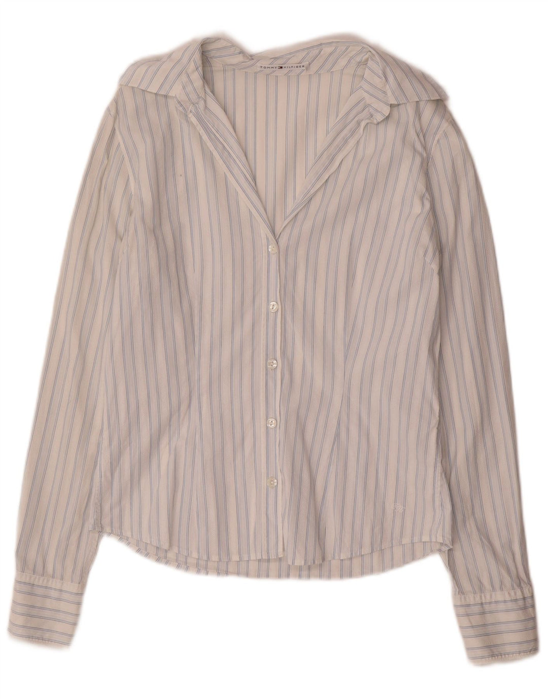 Tommy Hilfiger Chemise Femme US 6 Medium Blanc Rayé Coton