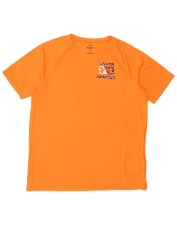 Under Armour Boys Graphic T-Shirt Top 11-12 Years Large Orange Polyester
