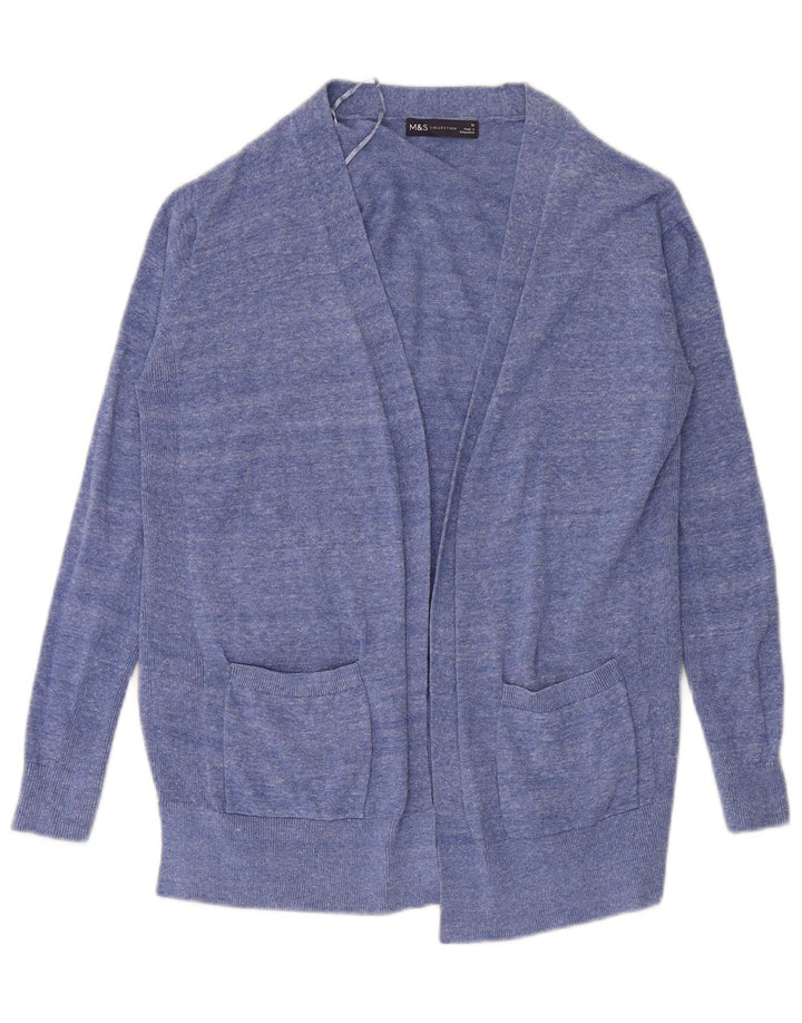 Marks & Spencer Pull cardigan ouvert pour femme UK 10 Petit bleu moucheté