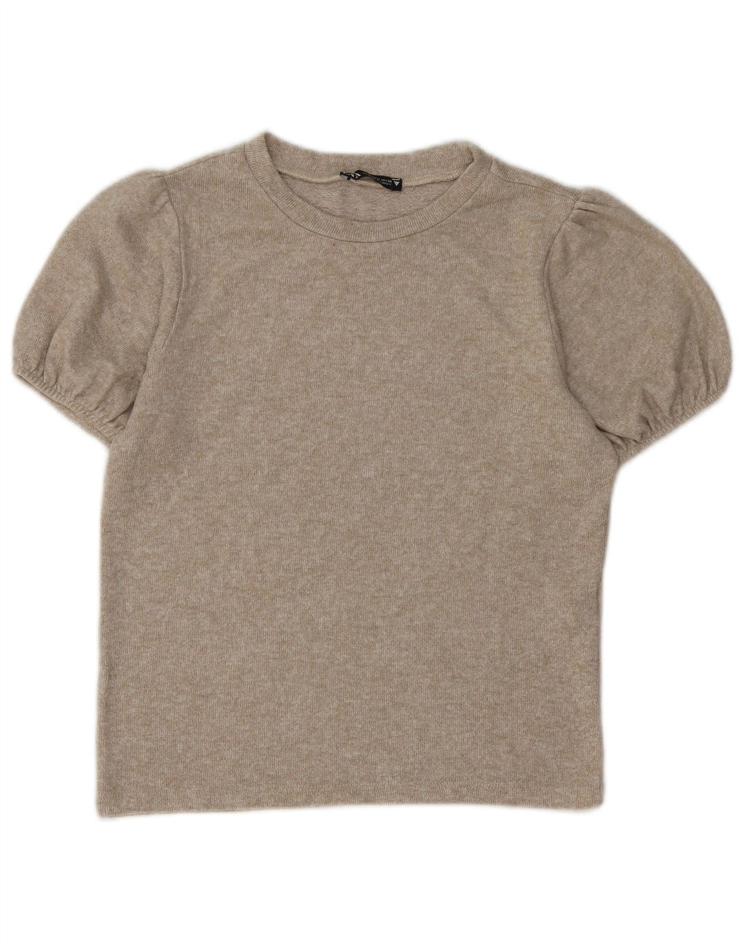 Zara Femme T-Shirt Top UK 12 Viscose Beige Moyen