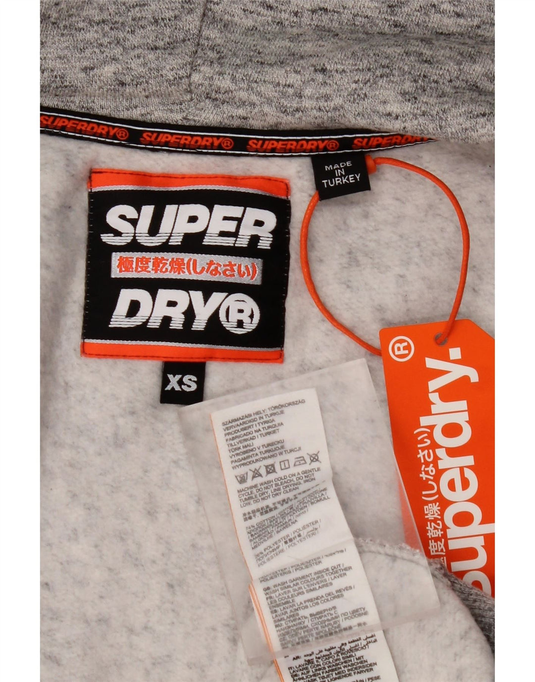 SUPERDRY Pull à capuche zippé coupe ample graphique pour homme XS en coton moucheté gris