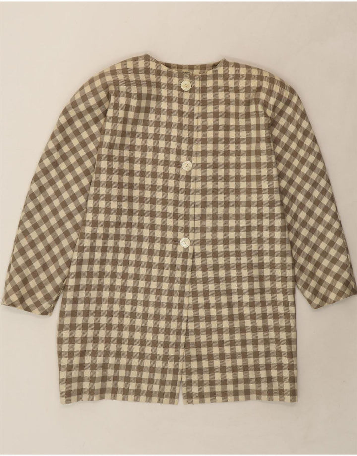 GIANNI LO GIUDICE Womens Oversized Overcoat IT 42 Medium Beige Gingham Vintage Gianni Lo Giudice and Second-Hand Gianni Lo Giudice from Messina Hembry 