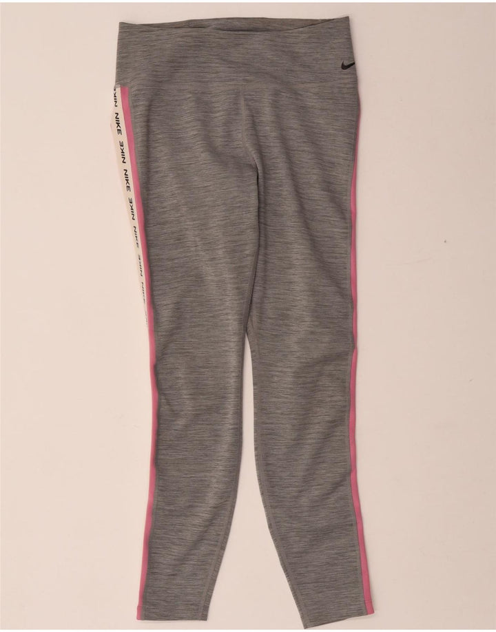 Nike Legging graphique Dri Fit pour femme UK 12 Polyester moucheté gris moyen