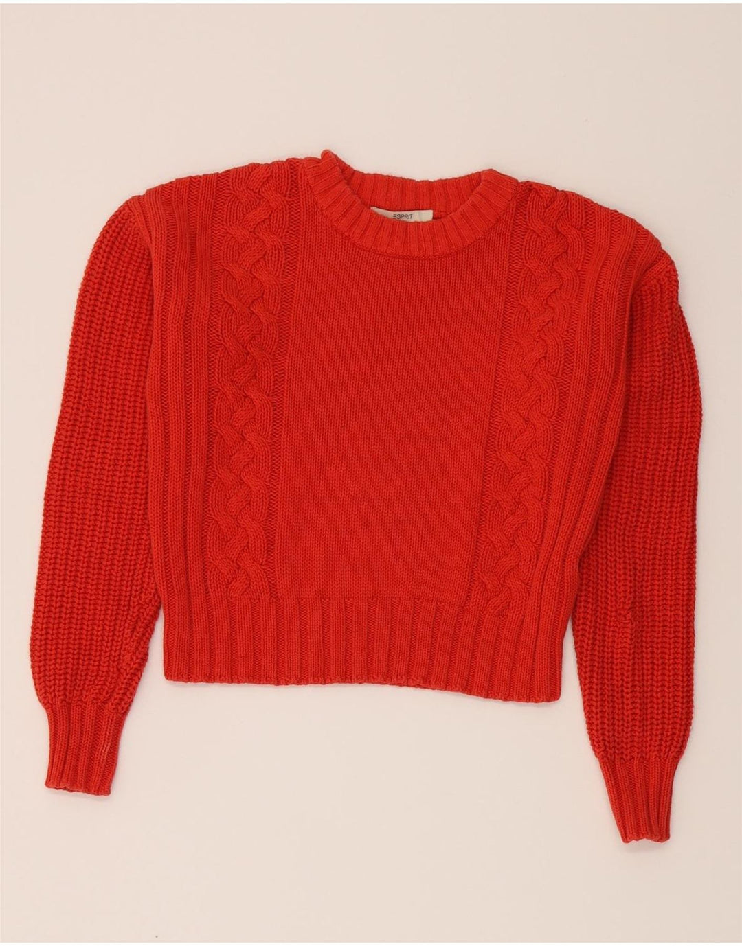 ESPRIT Womens Crop Oversized Crew Neck Jumper Sweater UK 10 Small Red Vintage Esprit and Second-Hand Esprit from Messina Hembry 
