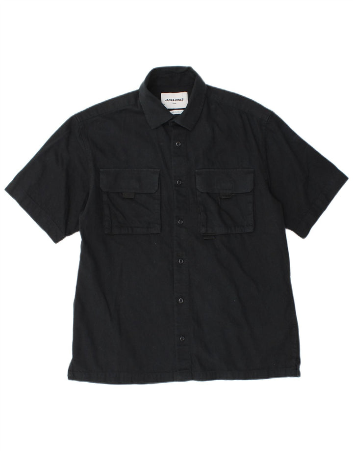 Jack & Jones Chemise à manches courtes coupe régulière pour homme Petit coton noir