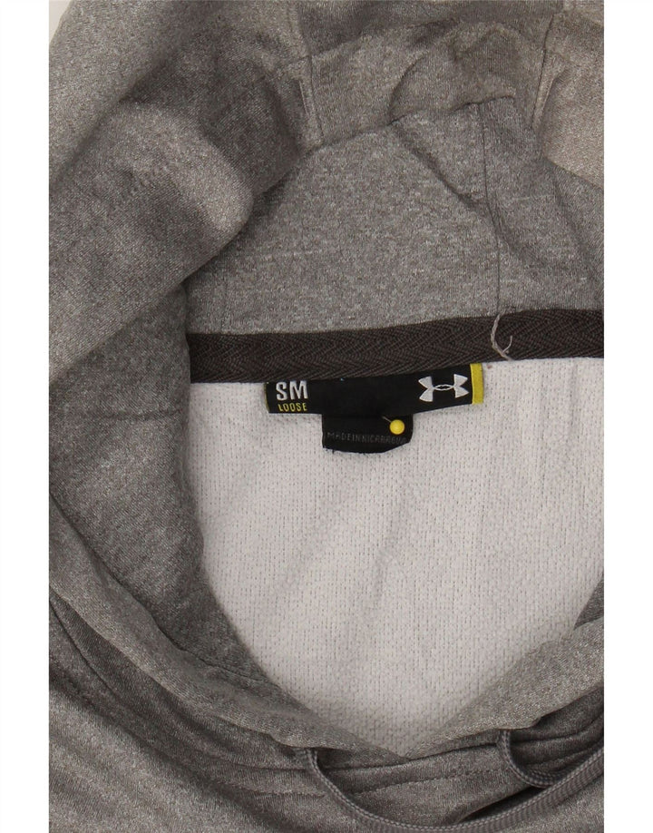 UNDER ARMOUR Mens Graphic Hoodie Jumper Small Grey Polyester Vintage Under Armour and Second-Hand Under Armour from Messina Hembry 