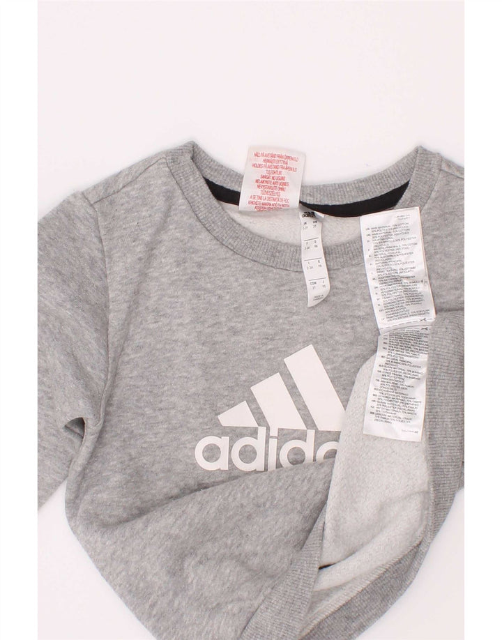 Adidas Sweat-shirt graphique pour garçon 2-3 ans Gris chiné en coton