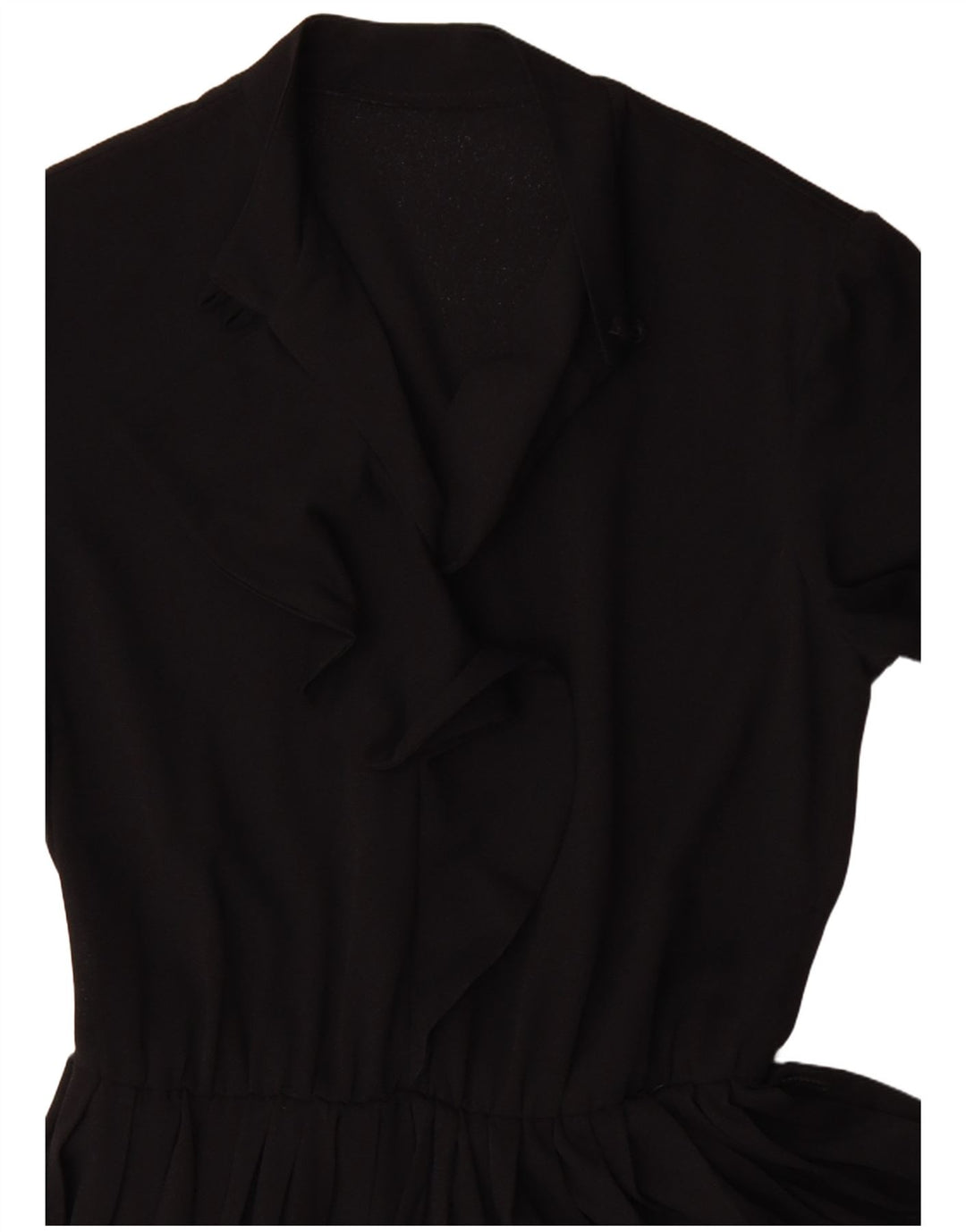 vintage Femmes Manches Longues A-Line Robe UK 12 Moyen Noir