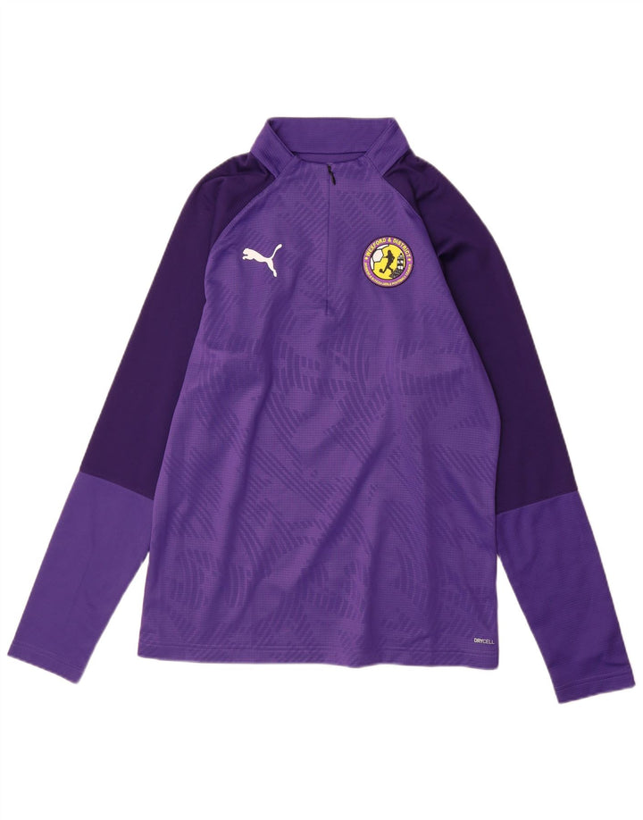 PUMA Haut de survêtement pour homme avec col zippé et motif géométrique Violet Taille S