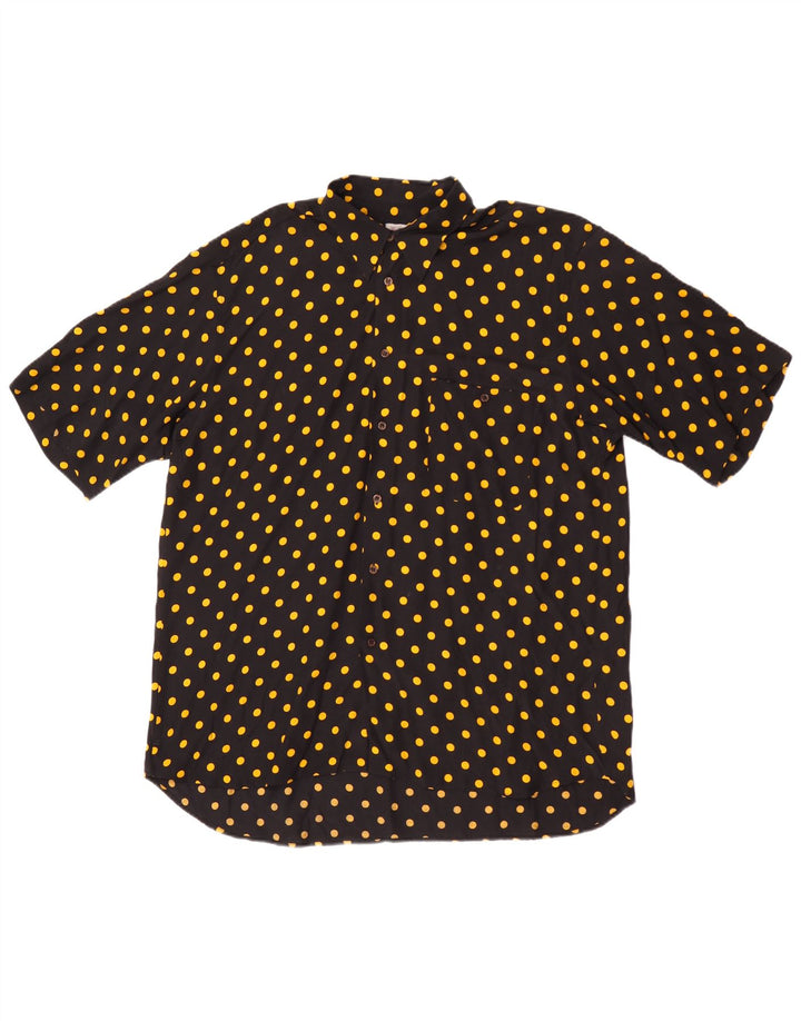 VINTAGE Chemise à manches courtes pour homme Noir moyen à pois