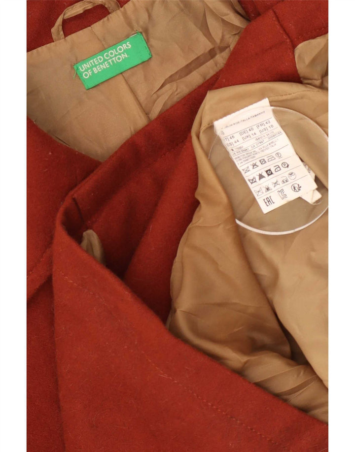 Benetton Caban Femme UK 14 Grande Laine Marron