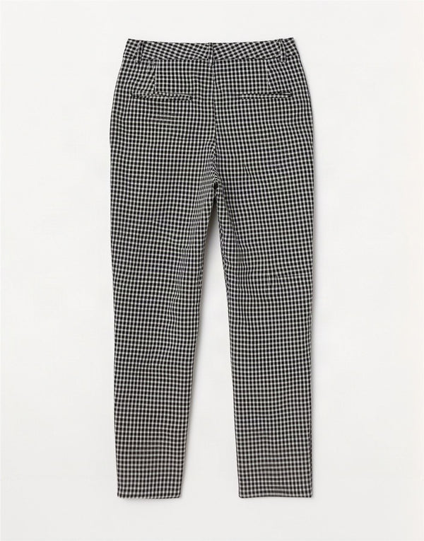 Zara Pantalon Chino Taille Haute Femme EU 40 Medium W30 L27 Vichy Noir