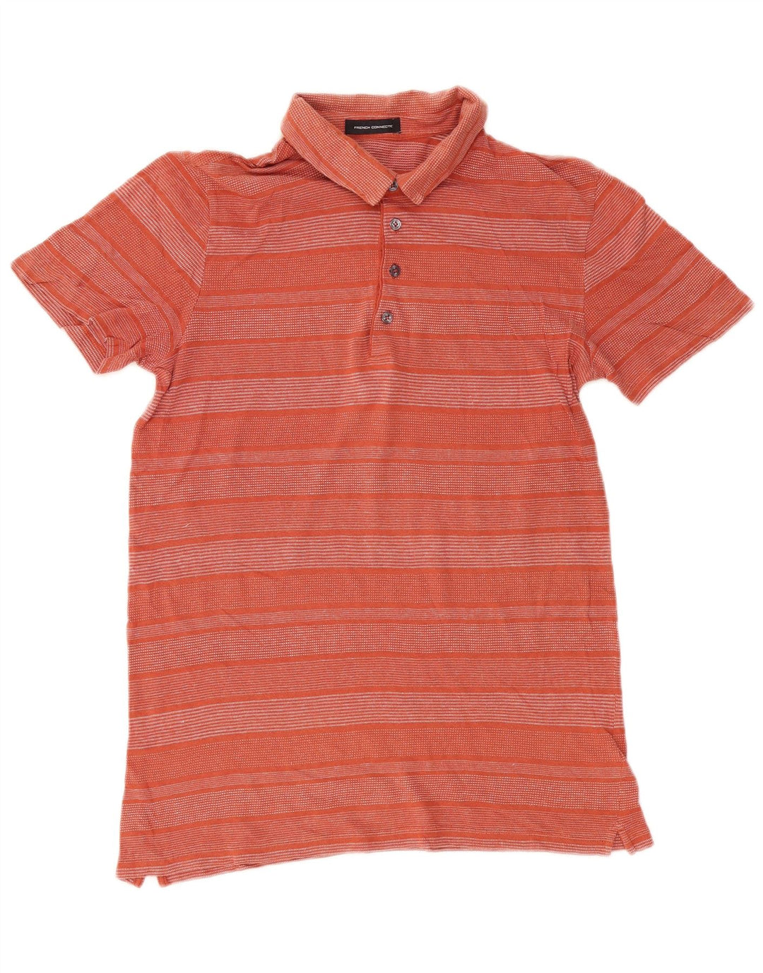 French Connection Polo Homme Large Orange Rayé Coton