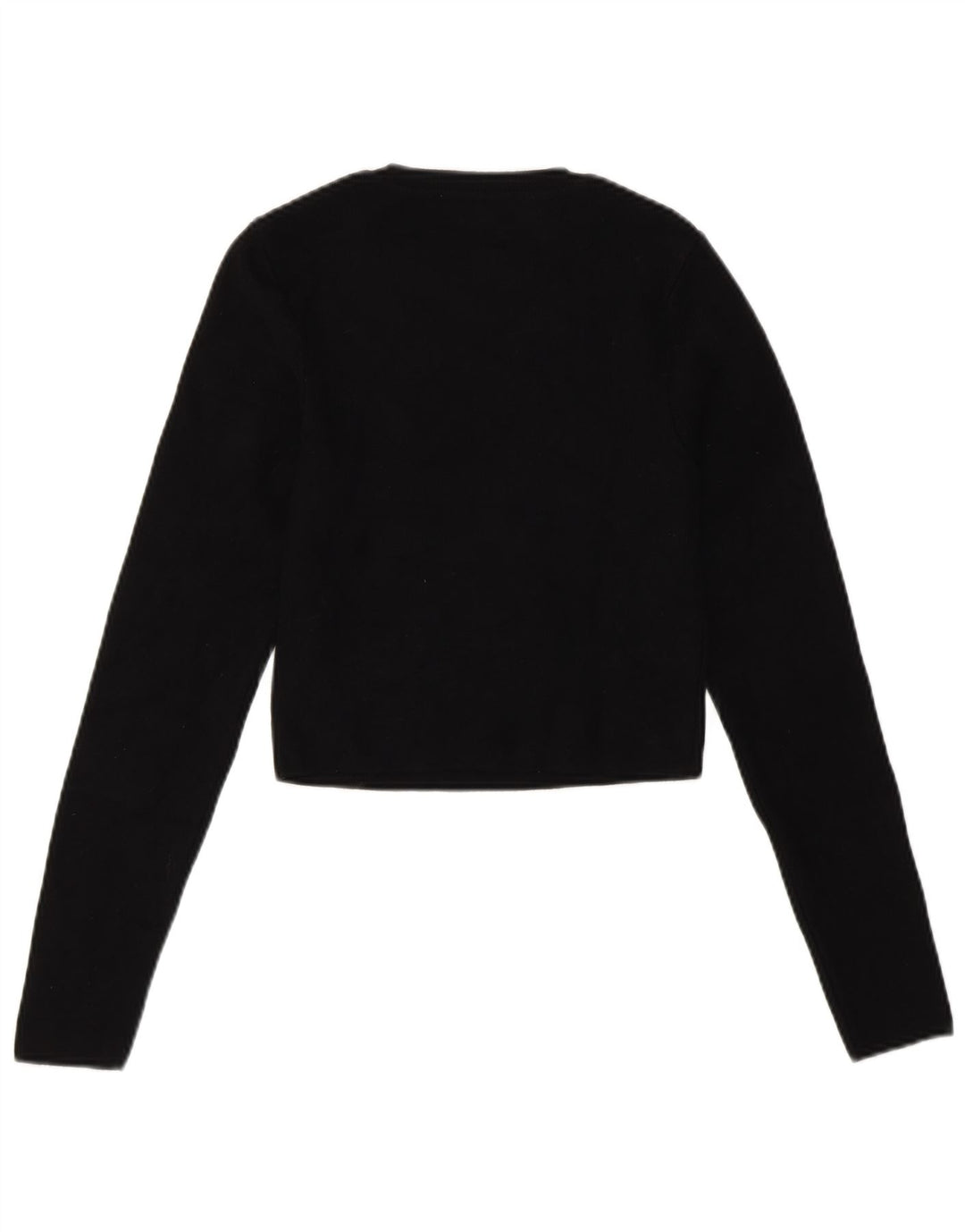 Zara Pull court à col bateau pour femme UK 12 Viscose noir moyen