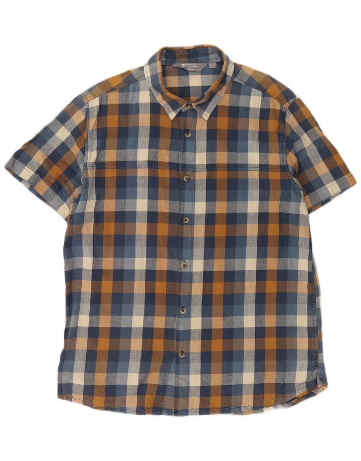 Mountain Warehouse Chemise en flanelle à manches courtes pour homme, grand carreaux bleu marine
