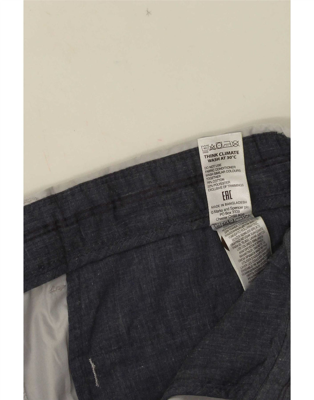 Marks & Spencer Short Chino Homme W34 Grand Gris Coton