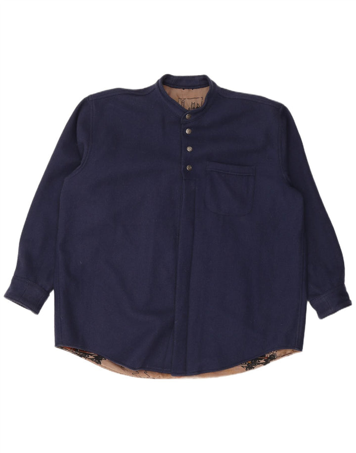 VINTAGE Chemise pull en flanelle pour homme 2XL Bleu marine