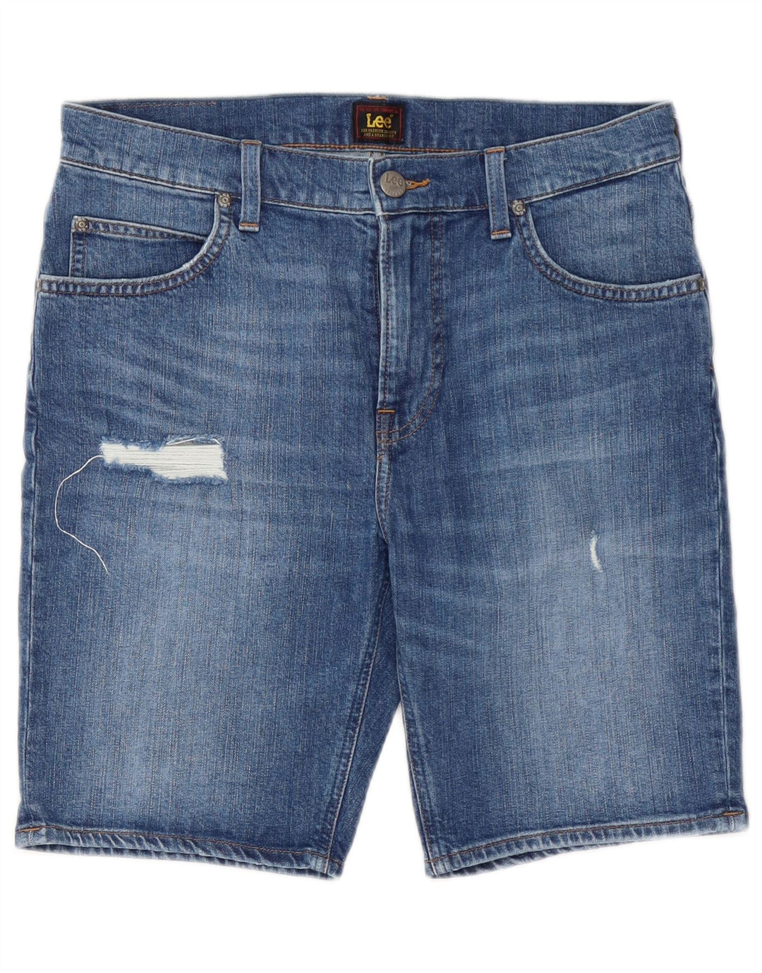 Lee Short Femme Rider Distressed Denim W31 Bleu Moyen Coton