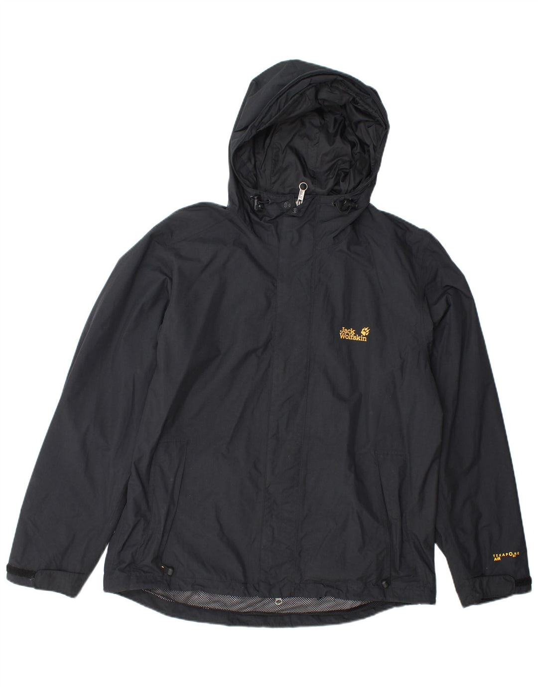 JACK WOLFSKIN Veste de pluie à capuche pour homme UK 40/42 Large Noir Polyamide