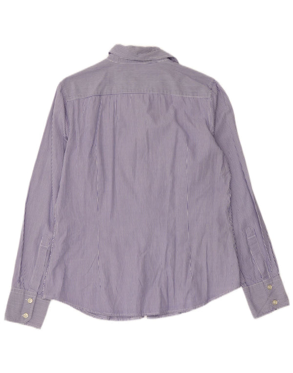 BENETTON Chemise femme UK 16 Grand coton à fines rayures bleues