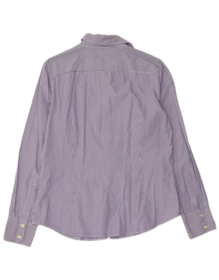 BENETTON Chemise femme UK 16 Grand coton à fines rayures bleues