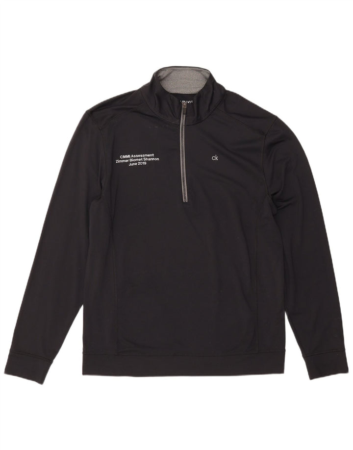 CALVIN KLEIN Haut de survêtement pour homme avec col zippé et graphique de golf, grand noir