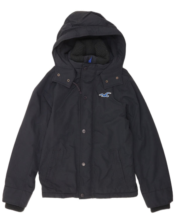 Hollister Veste coupe-vent à capuche pour hommes UK 38 Medium Navy Blue Nylon