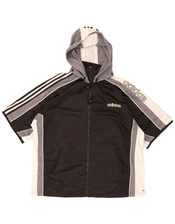 Adidas Veste de survêtement à capuche pour homme UK 44/46 Large Noir Colourblock