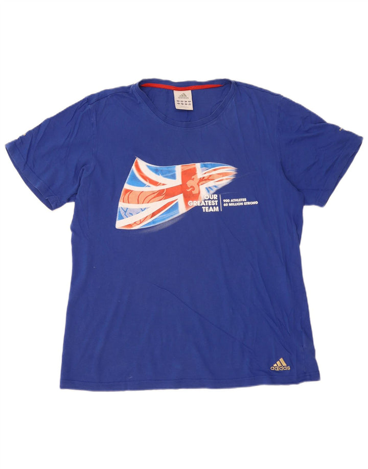 Adidas T-Shirt Graphique Homme Bleu Moyen Coton