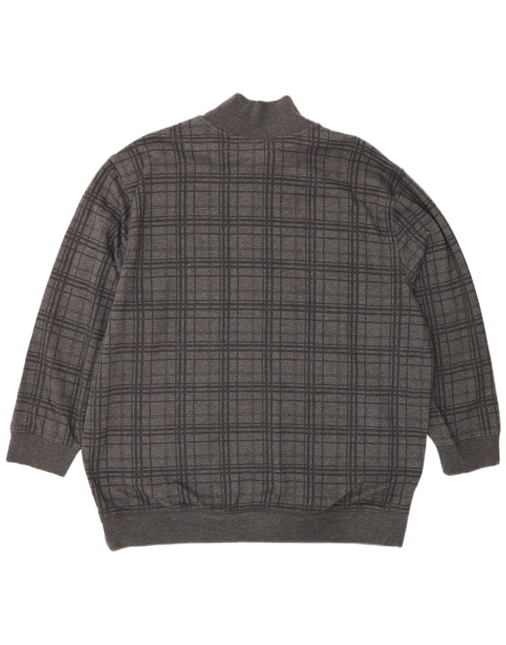 Nautica Sweat-shirt à col zippé pour homme 2XL Gris à carreaux