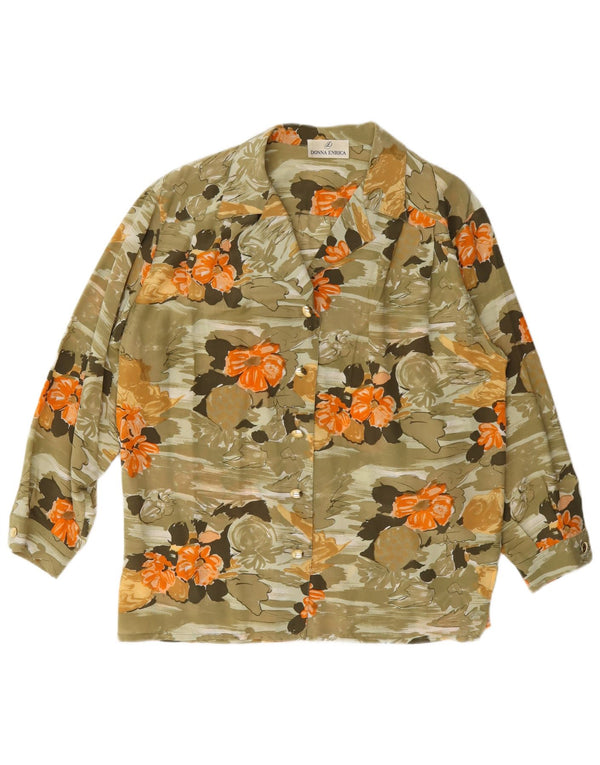 Donna Enrica Chemisier pour femme UK 14 Grand Kaki Floral