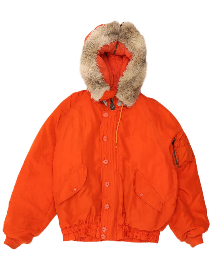 Benetton Veste matelassée à capuche coupe ample IT 48 Orange Moyen Polyamide Homme