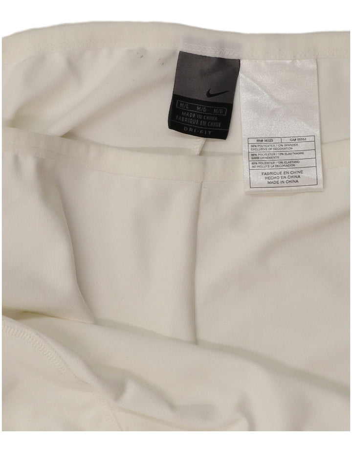 NIKE Short de sport Dri Fit pour femme UK 12 Polyester blanc moyen