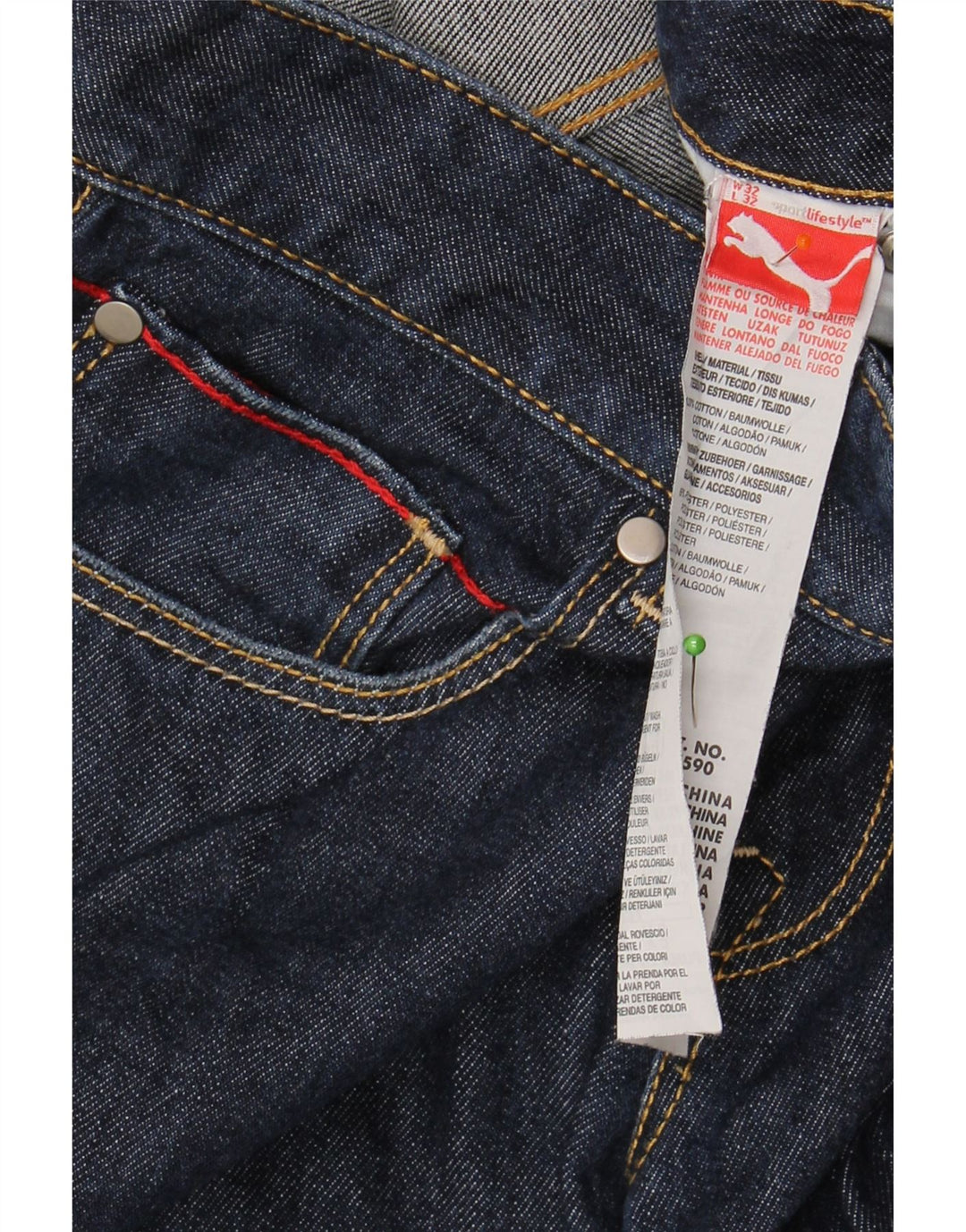 PUMA Jean droit homme W32 L32 bleu marine coton