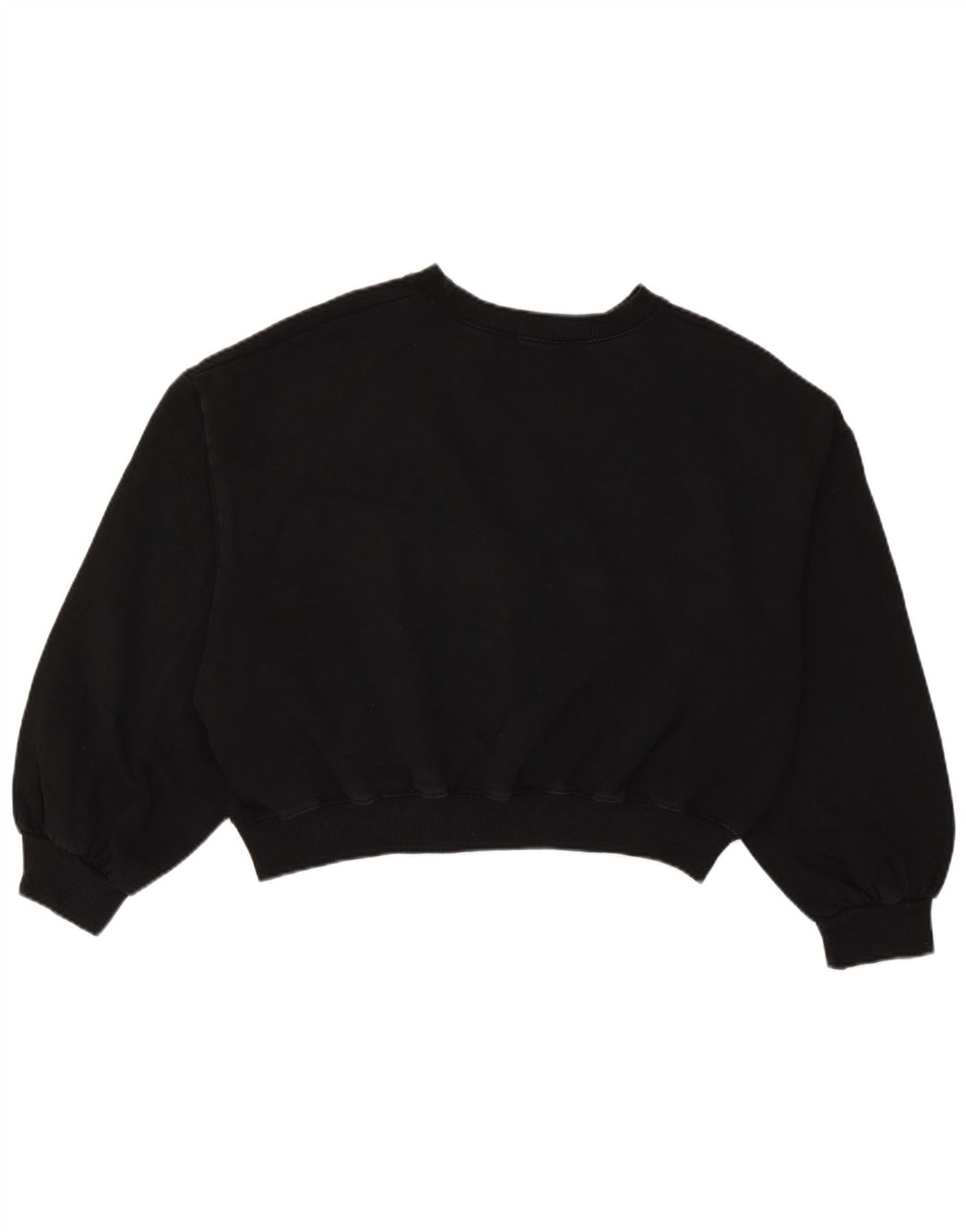 Zara Womens Crop Oversize Sweatshirt Jumper UK 14 Moyen Noir Coton