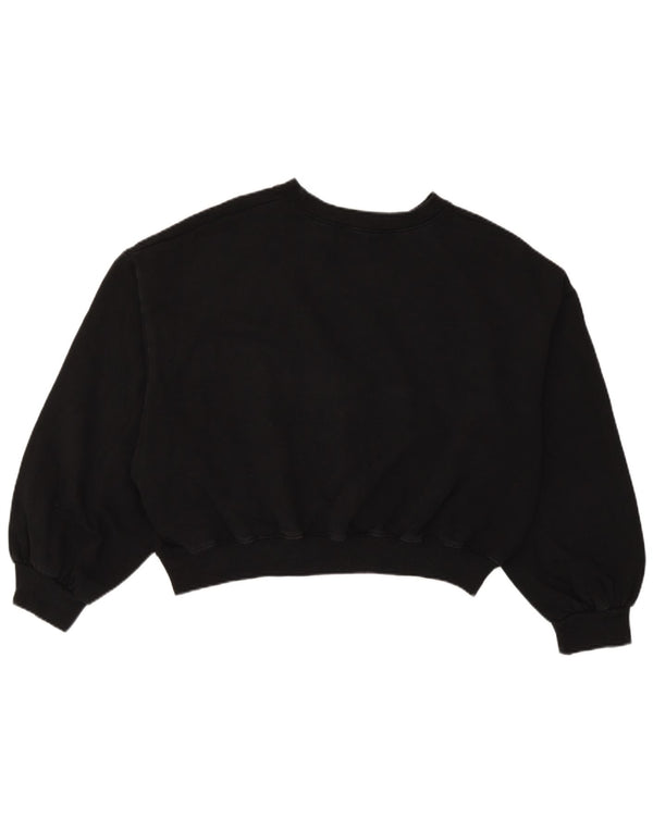 Zara Womens Crop Oversize Sweatshirt Jumper UK 14 Moyen Noir Coton