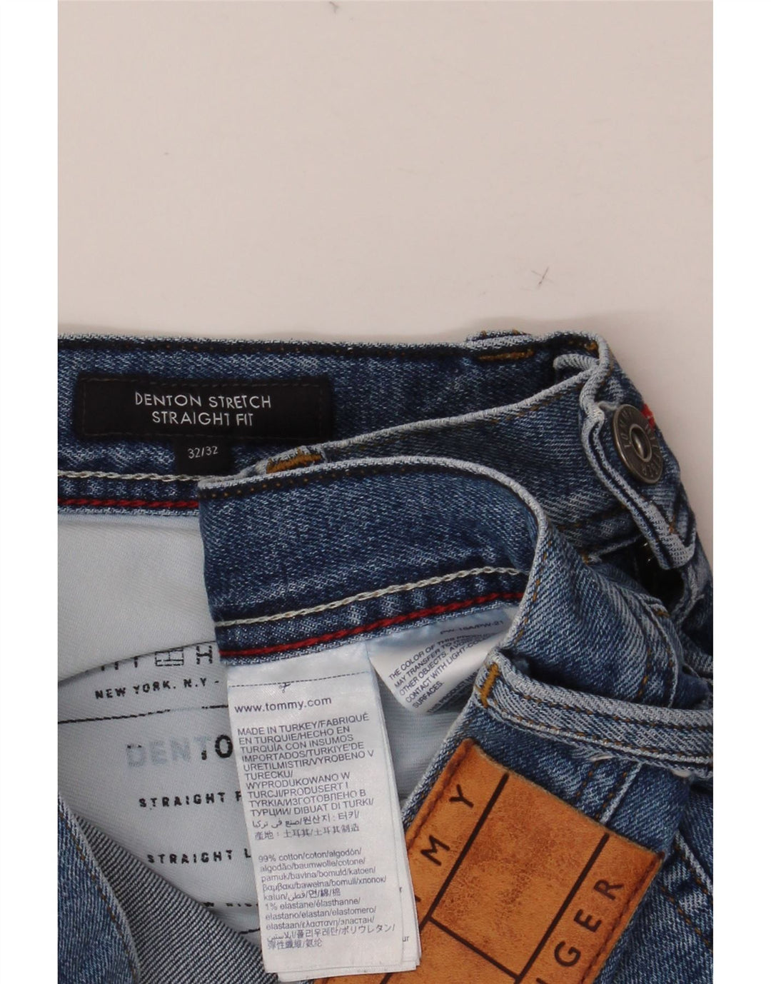 TOMMY HILFIGER Jean Droit Denton Homme W32 L32 Bleu Coton