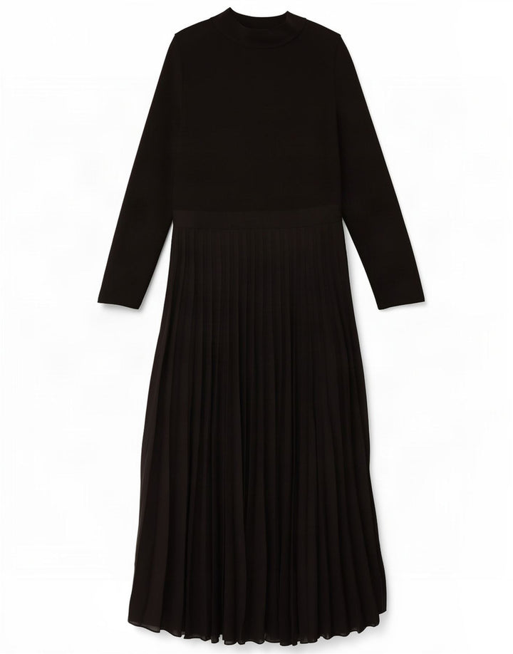 Zara Robe longue à manches longues pour femme UK 44 Large Noir Élasthanne