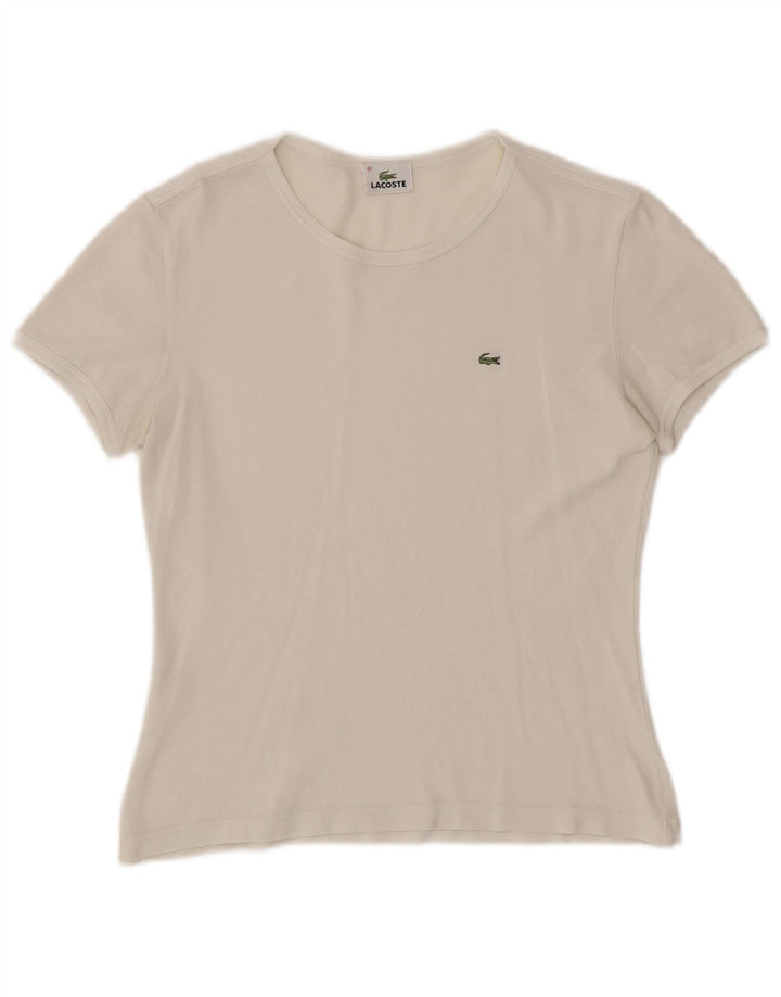 LACOSTE T-Shirt Femme Top Taille 42 Large Blanc