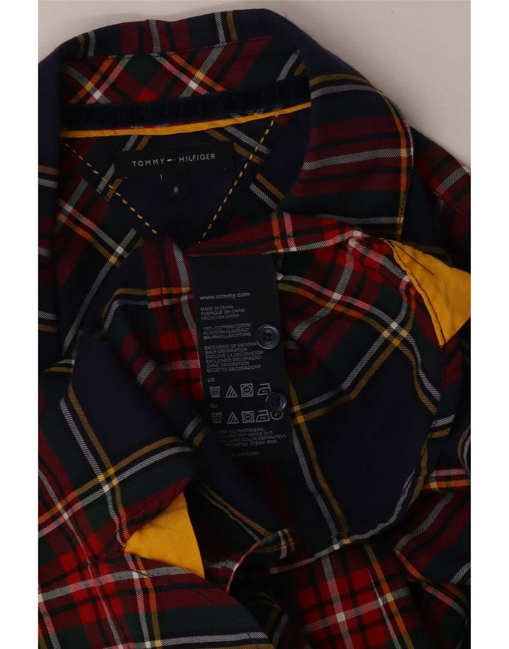 Tommy Hilfiger Chemise en flanelle pour femme US 8 Bleu marine moyen à carreaux en coton