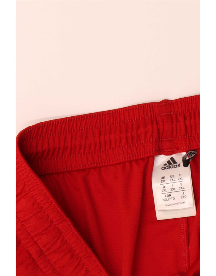 Adidas Short de sport Climalite pour homme 2XL Rouge Colorblock Polyester
